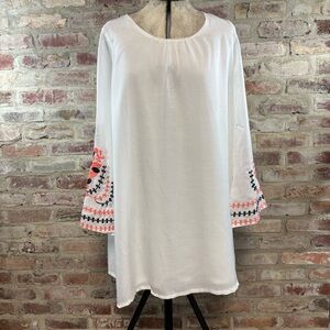 Honey tulip long sleeve short white dress large
